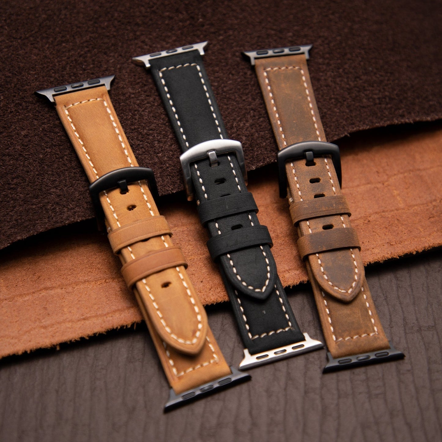Classic Brown Apple Watch Strap - Iced Pattern