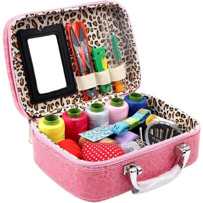 Compact Travel Sewing Kit in Synthetic Leather Box