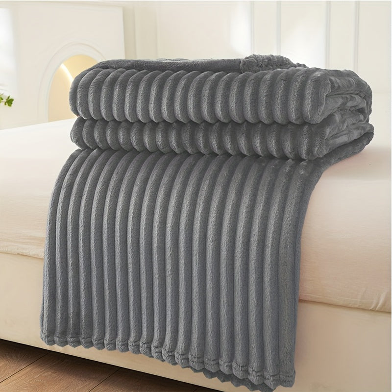 Soft Plush Throw Blanket with Woven Design