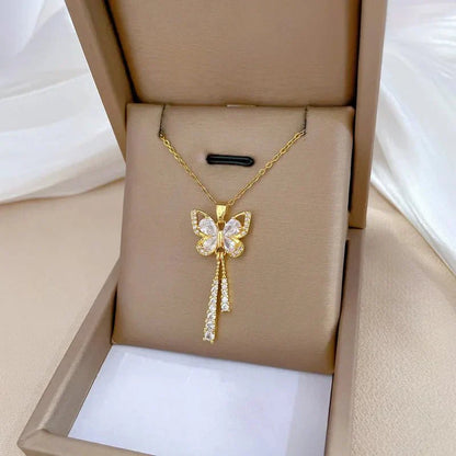 Shiny Floral Diamond Drop Necklace