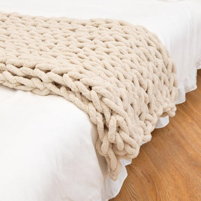 Cozy Thick Knitted Throw Blanket for Home Decor