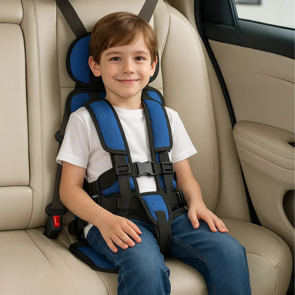 Compact Kids Booster Car Seat - Lightweight Foldable Travel Seat