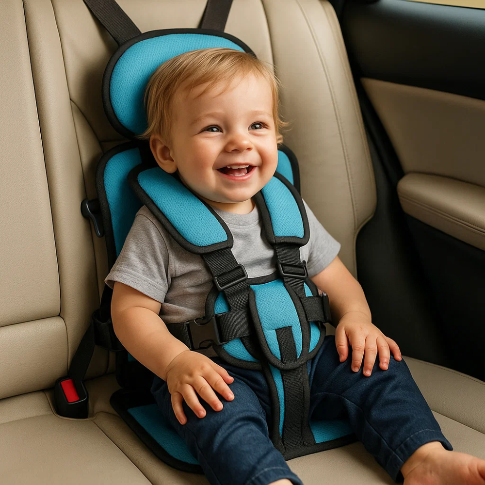 Compact Kids Booster Car Seat - Lightweight Foldable Travel Seat
