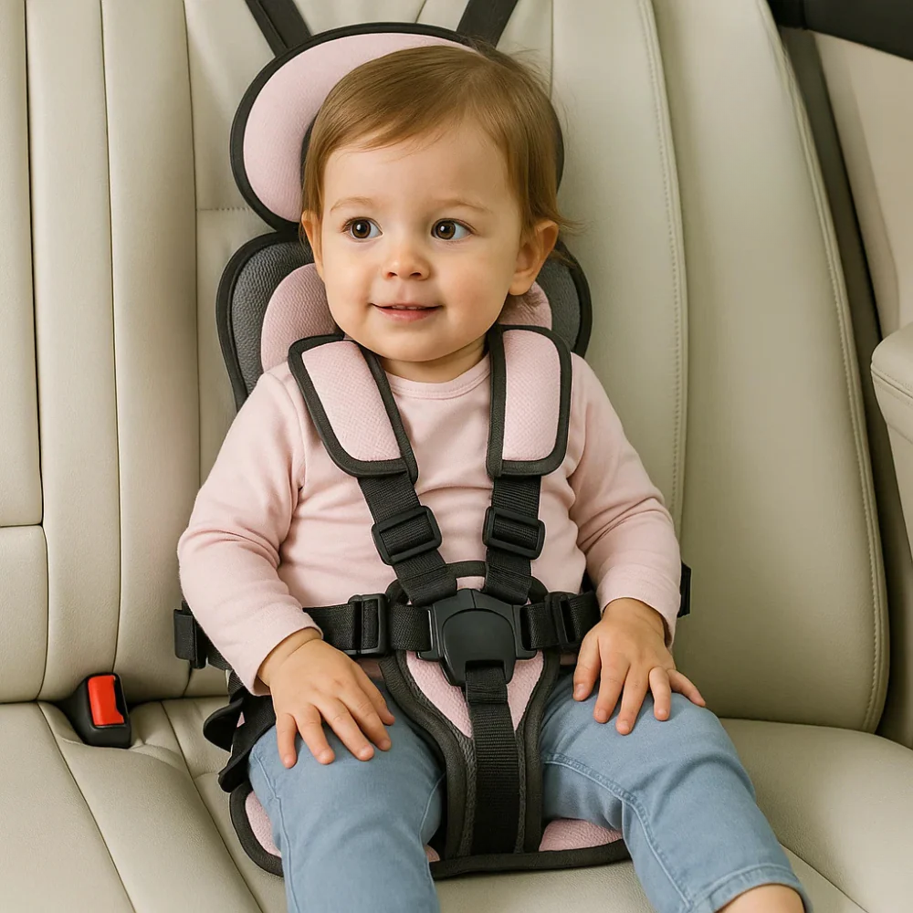 Compact Kids Booster Car Seat - Lightweight Foldable Travel Seat