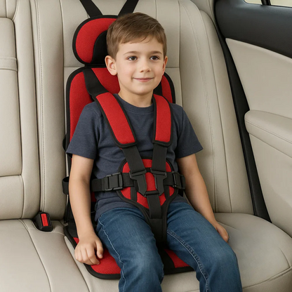 Compact Kids Booster Car Seat - Lightweight Foldable Travel Seat