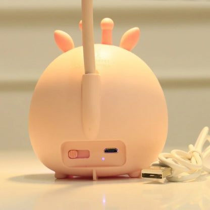 Safe Childrens Bedroom Table Lamp with USB Night Light