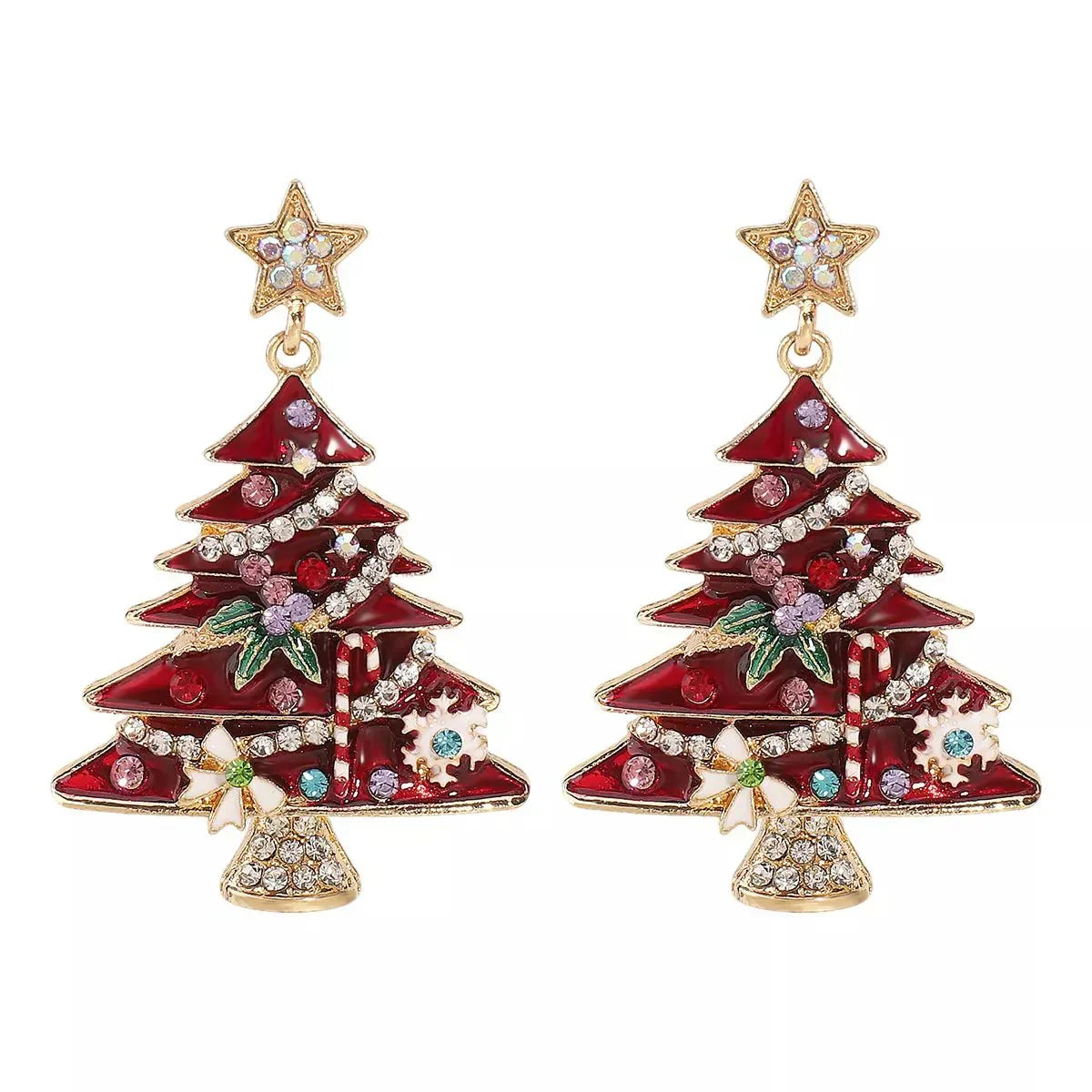 Festive Red Jingle Bell Dangle Earrings