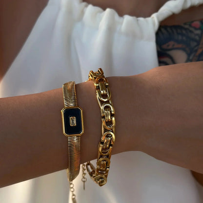 Edgy Link Pattern Cuff Bracelets