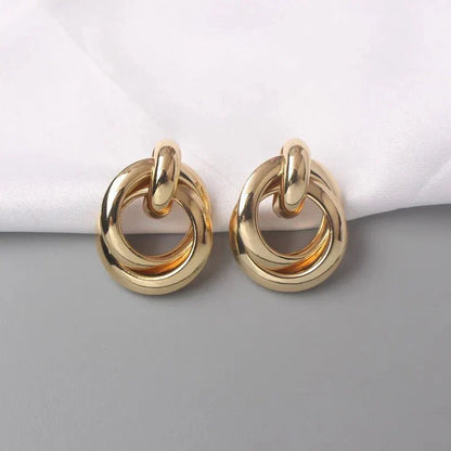 Circular Bamboo Hoop Drop Earrings