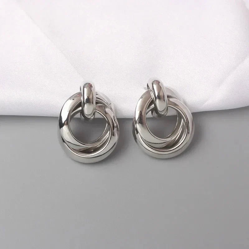 Circular Bamboo Hoop Drop Earrings
