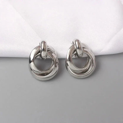 Circular Bamboo Hoop Drop Earrings