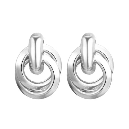 Circular Bamboo Hoop Drop Earrings