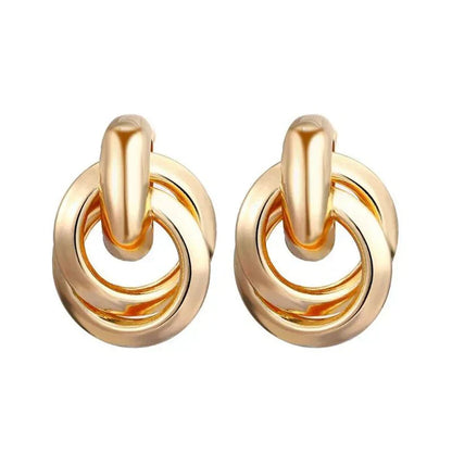 Circular Bamboo Hoop Drop Earrings