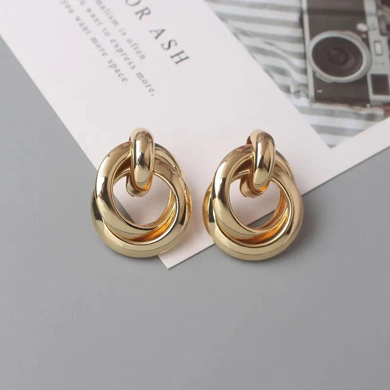 Circular Bamboo Hoop Drop Earrings - Luxicro