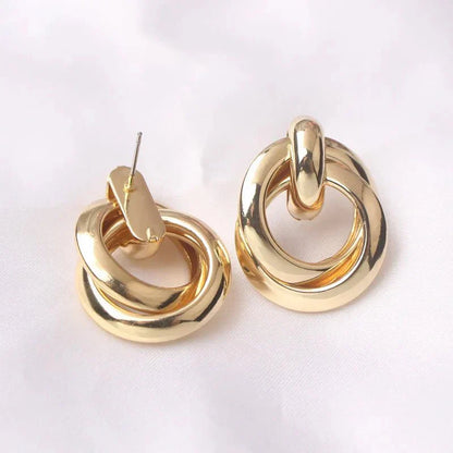 Circular Bamboo Hoop Drop Earrings