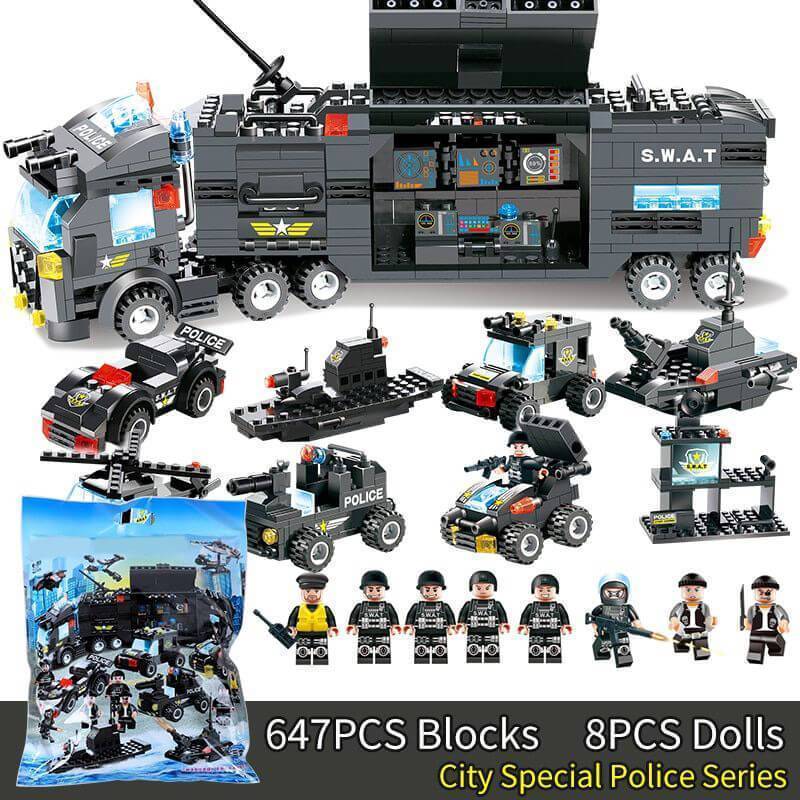 Big Police Car Lego Building Toy Set For Kids