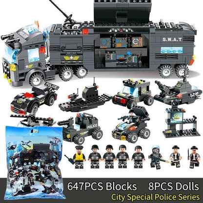 Big Police Car Lego Building Toy Set For Kids