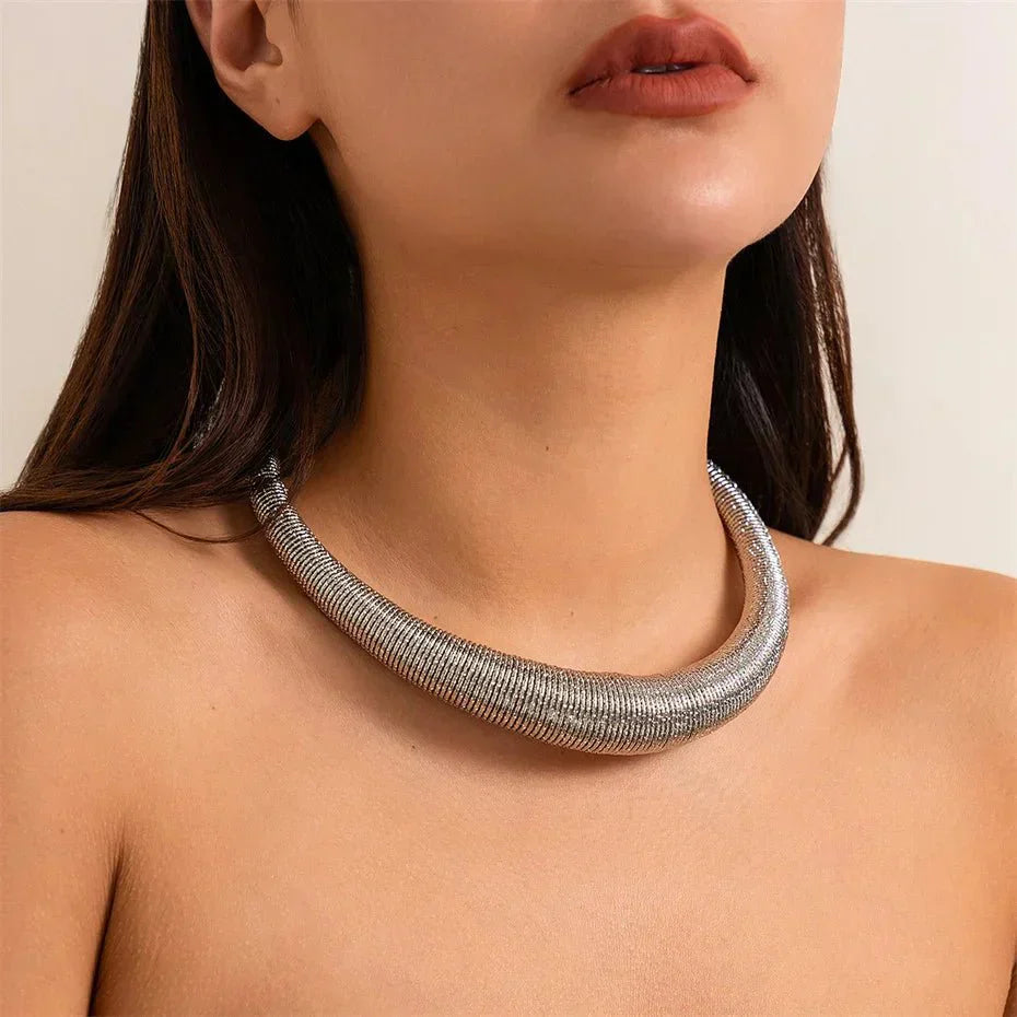 Trendy Bold Statement Choker Necklace