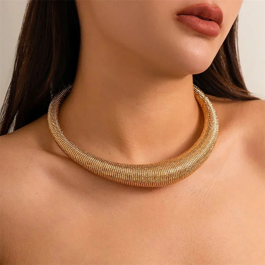 Trendy Bold Statement Choker Necklace