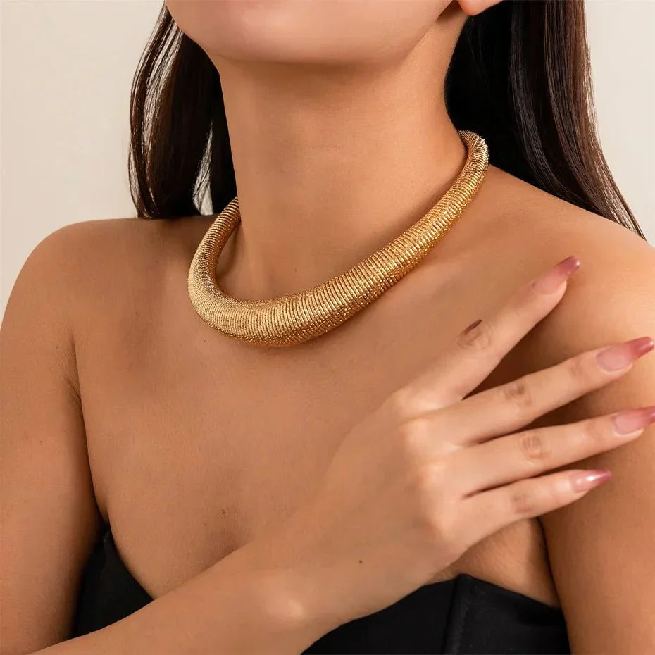 Trendy Bold Statement Choker Necklace