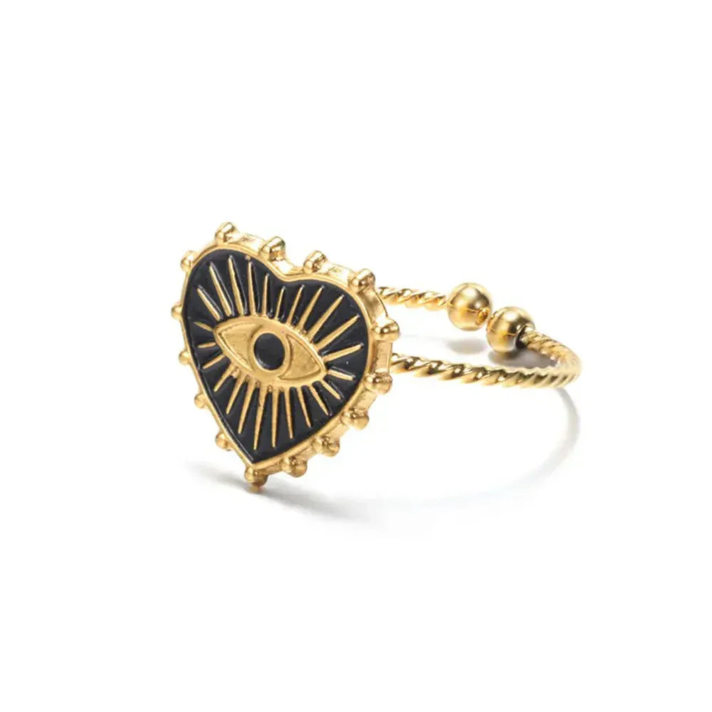 Trendy Protective Eye Heart Shaped Ring Set - Luxicro