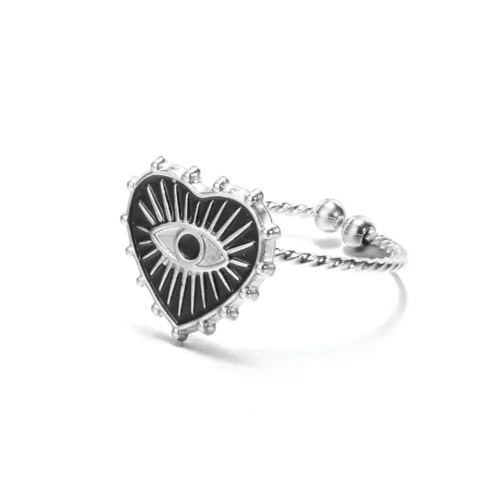 Trendy Protective Eye Heart Shaped Ring Set