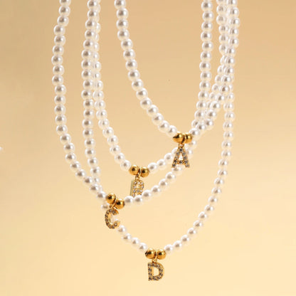 Classic Initial Pearl Drop Necklace