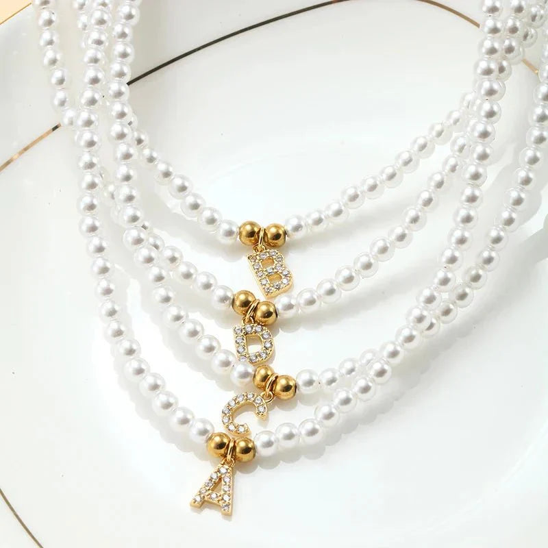 Classic Initial Pearl Drop Necklace