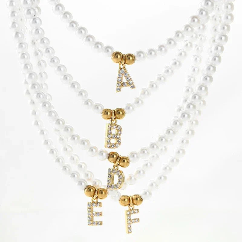 Classic Initial Pearl Drop Necklace