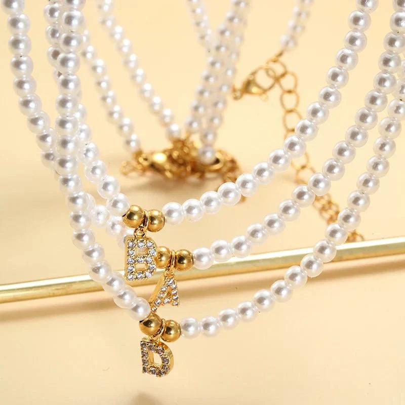 Classic Initial Pearl Drop Necklace