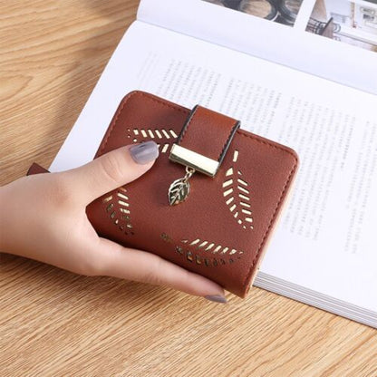 Premium Leather Wallet with Leaf Accent