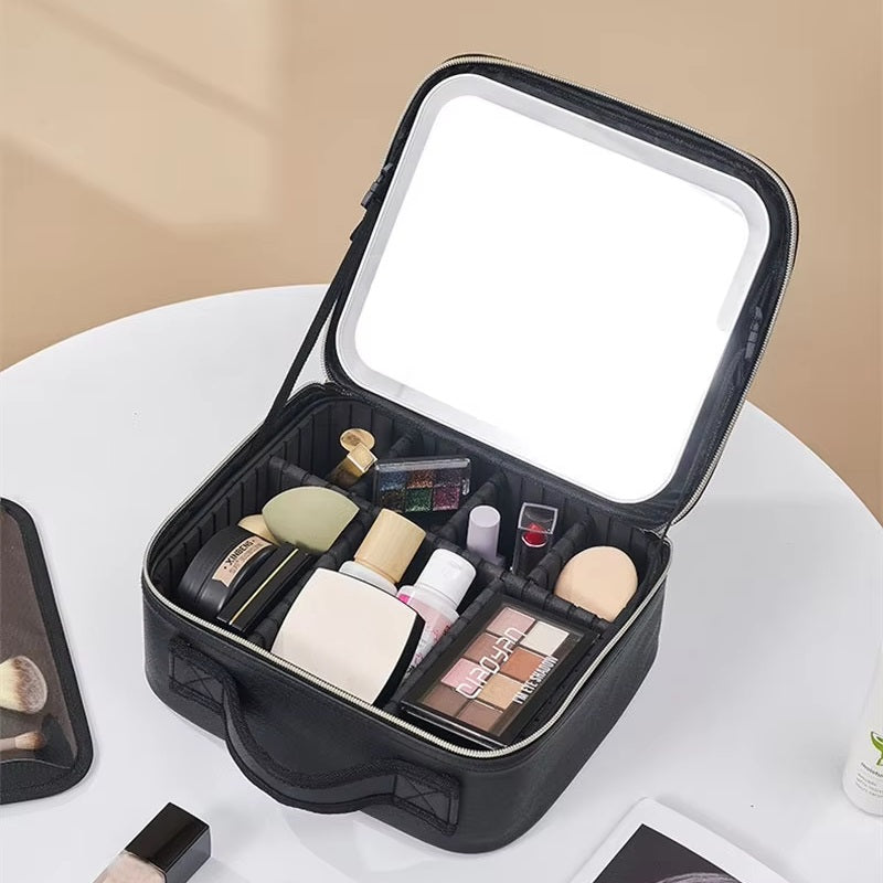 Compact Travel LED Makeup Organizer Box