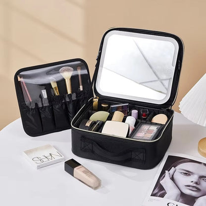 Compact Travel LED Makeup Organizer Box