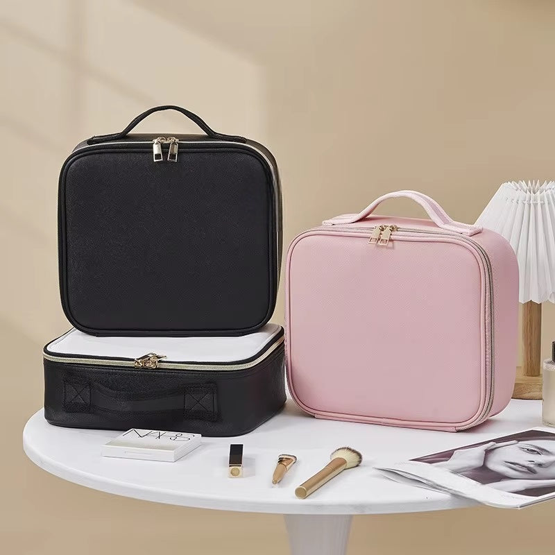 Compact Travel LED Makeup Organizer Box