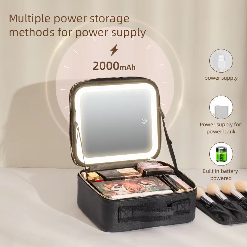 Compact Travel LED Makeup Organizer Box
