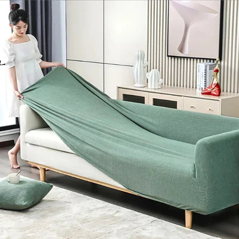 Plush Jacquard Furniture Cover with Grip Bottom