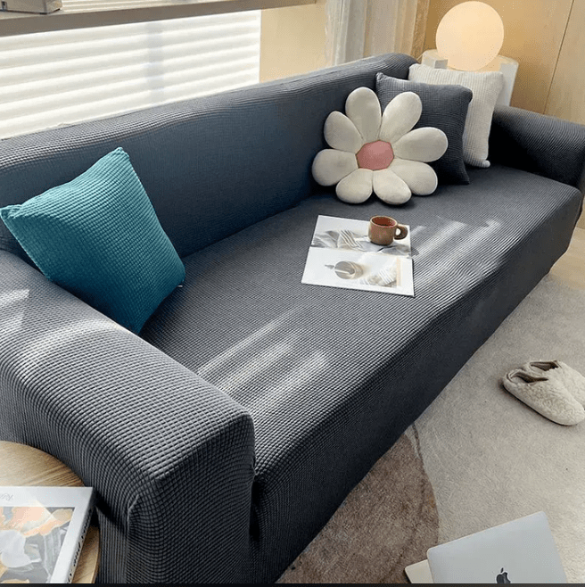 Plush Jacquard Furniture Cover with Grip Bottom