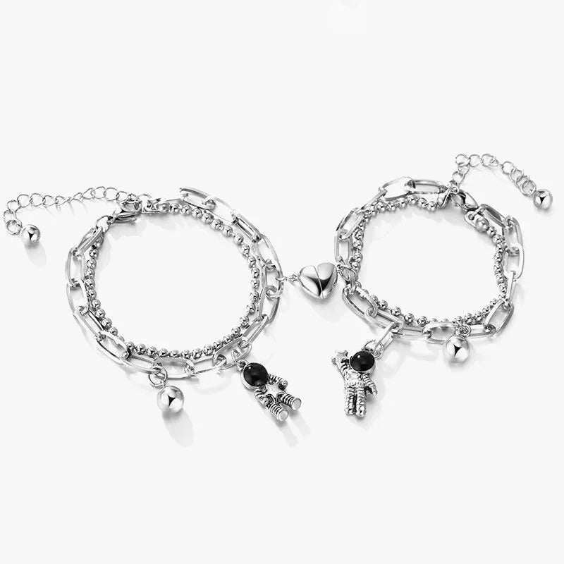 Cute Heart Shape Magnetic Charm Bracelet Set