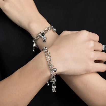 Cute Heart Shape Magnetic Charm Bracelet Set