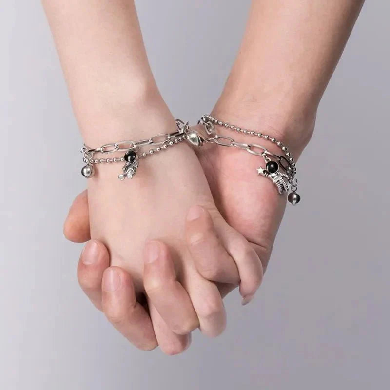 Cute Heart Shape Magnetic Charm Bracelet Set - Luxicro