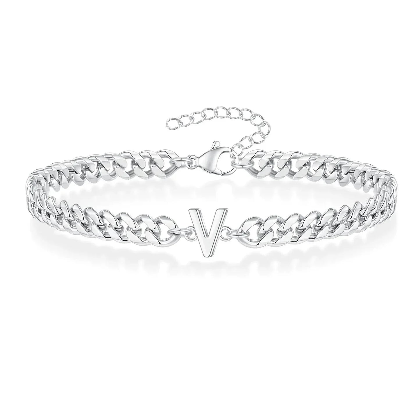 Custom Engraved Pair Initials Chain Bracelet