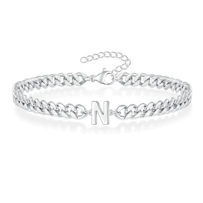 Custom Engraved Pair Initials Chain Bracelet