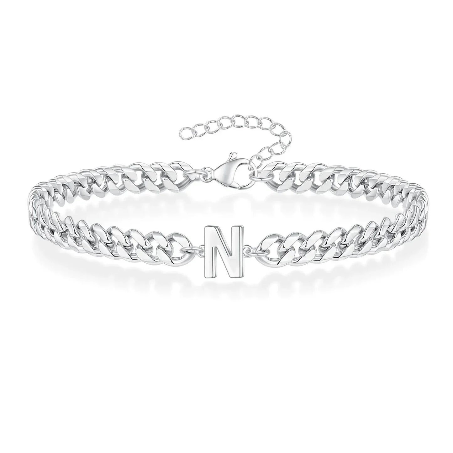 Custom Engraved Two Initial Gold Chain Bracelet
