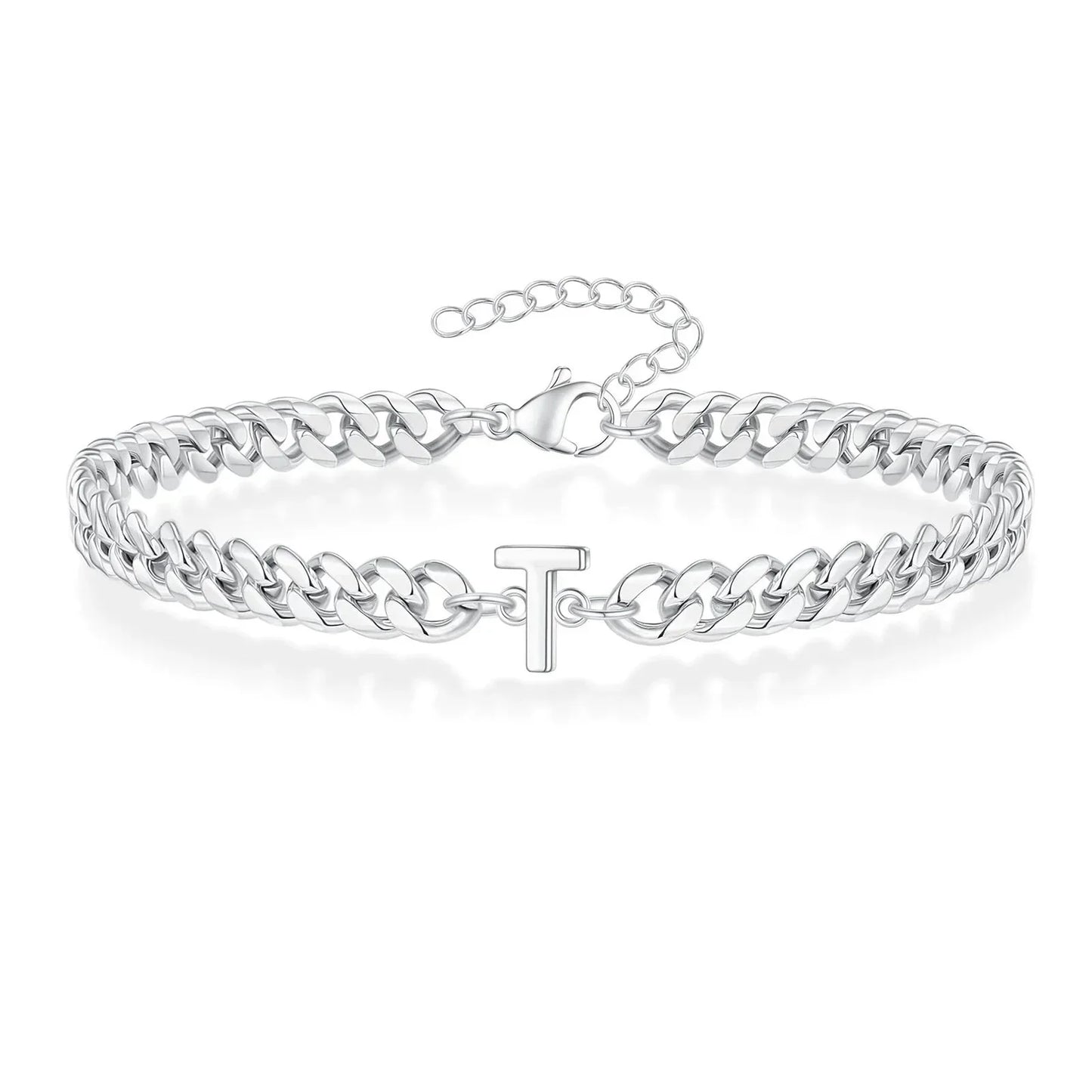 Custom Engraved Pair Initials Chain Bracelet