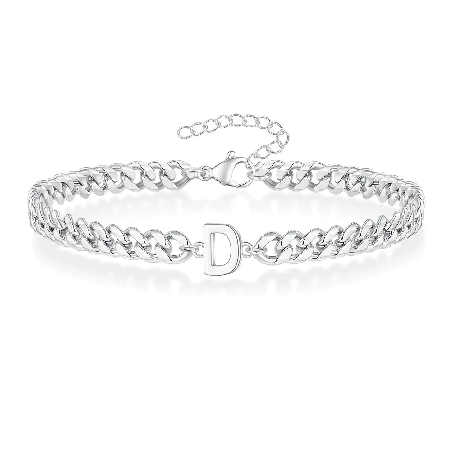Custom Engraved Two Initial Gold Chain Bracelet