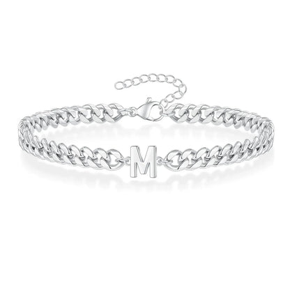 Custom Engraved Pair Initials Chain Bracelet