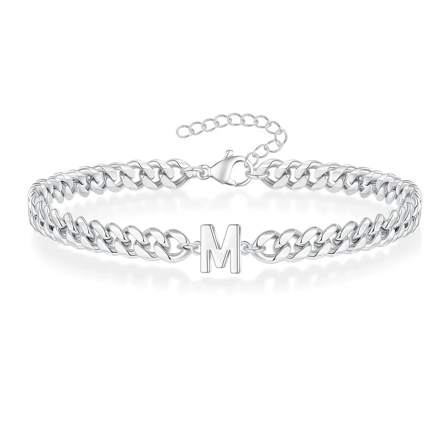 Custom Engraved Two Initial Gold Chain Bracelet