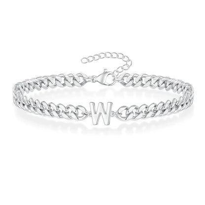 Custom Engraved Two Initial Gold Chain Bracelet