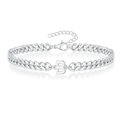 Custom Engraved Two Initial Gold Chain Bracelet