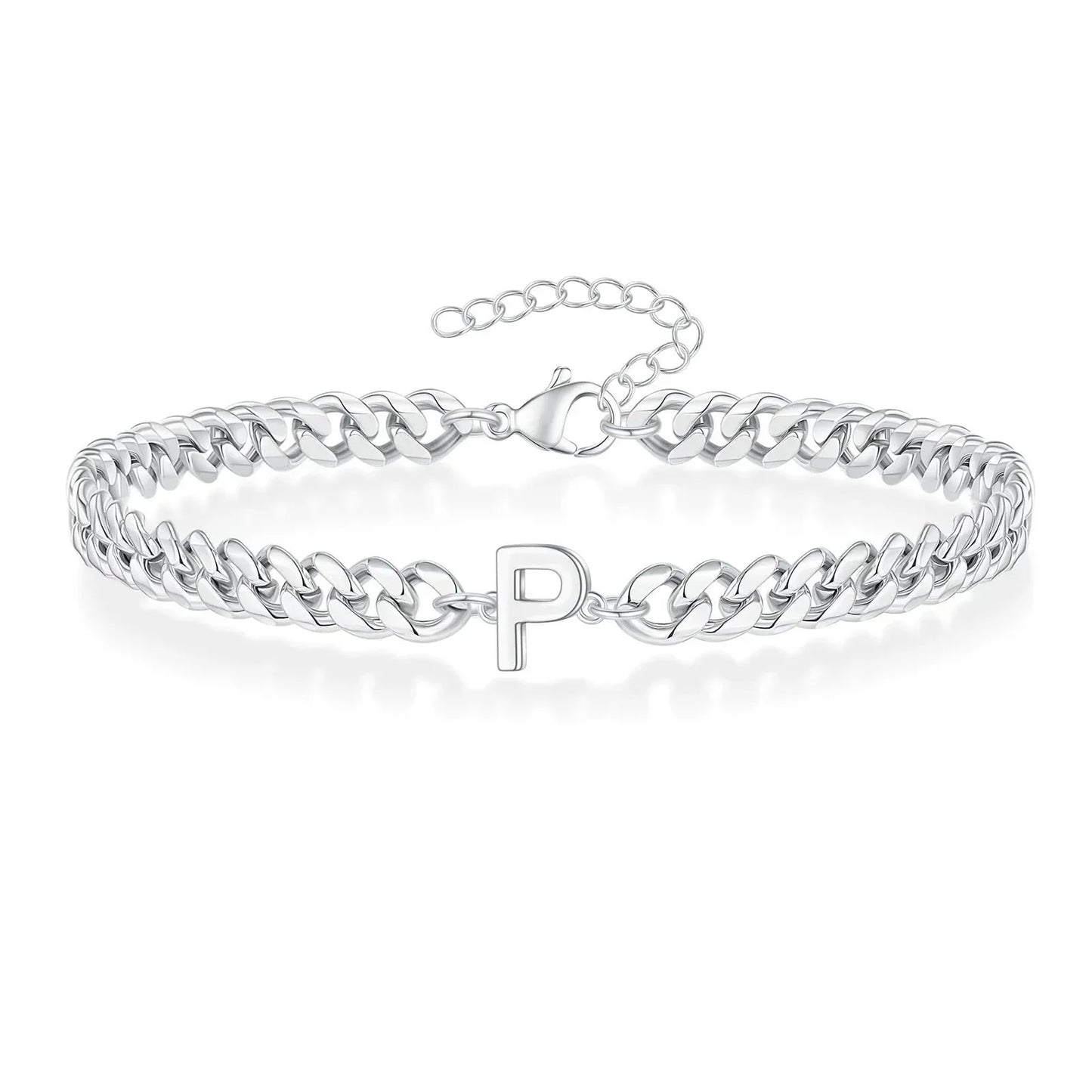 Custom Engraved Two Initial Gold Chain Bracelet